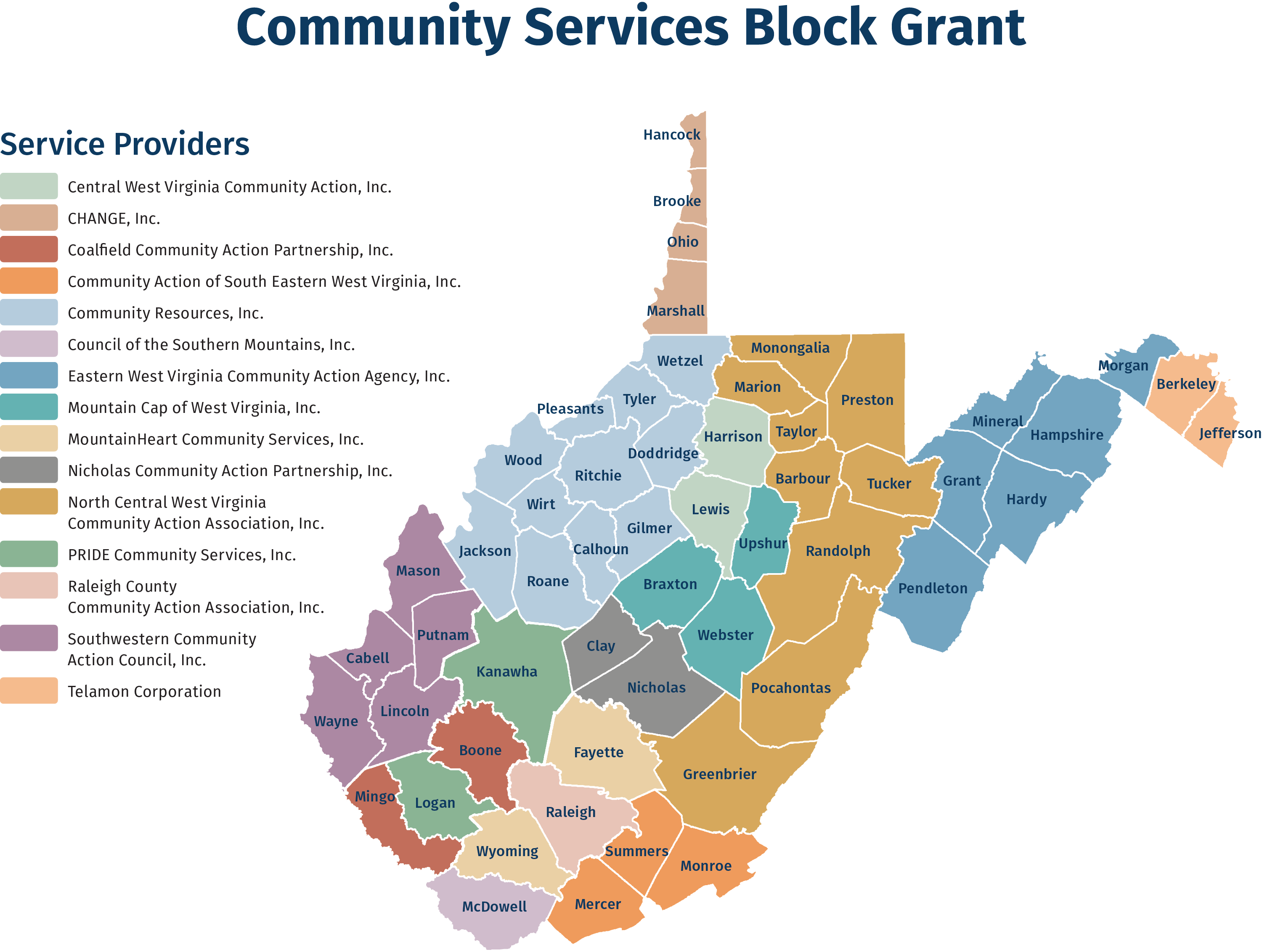 Community Service Block Grant Service Areas Map
