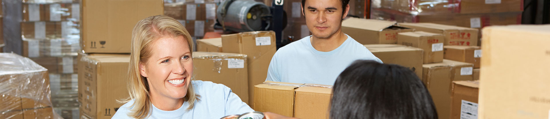 Volunteers working in warehouse